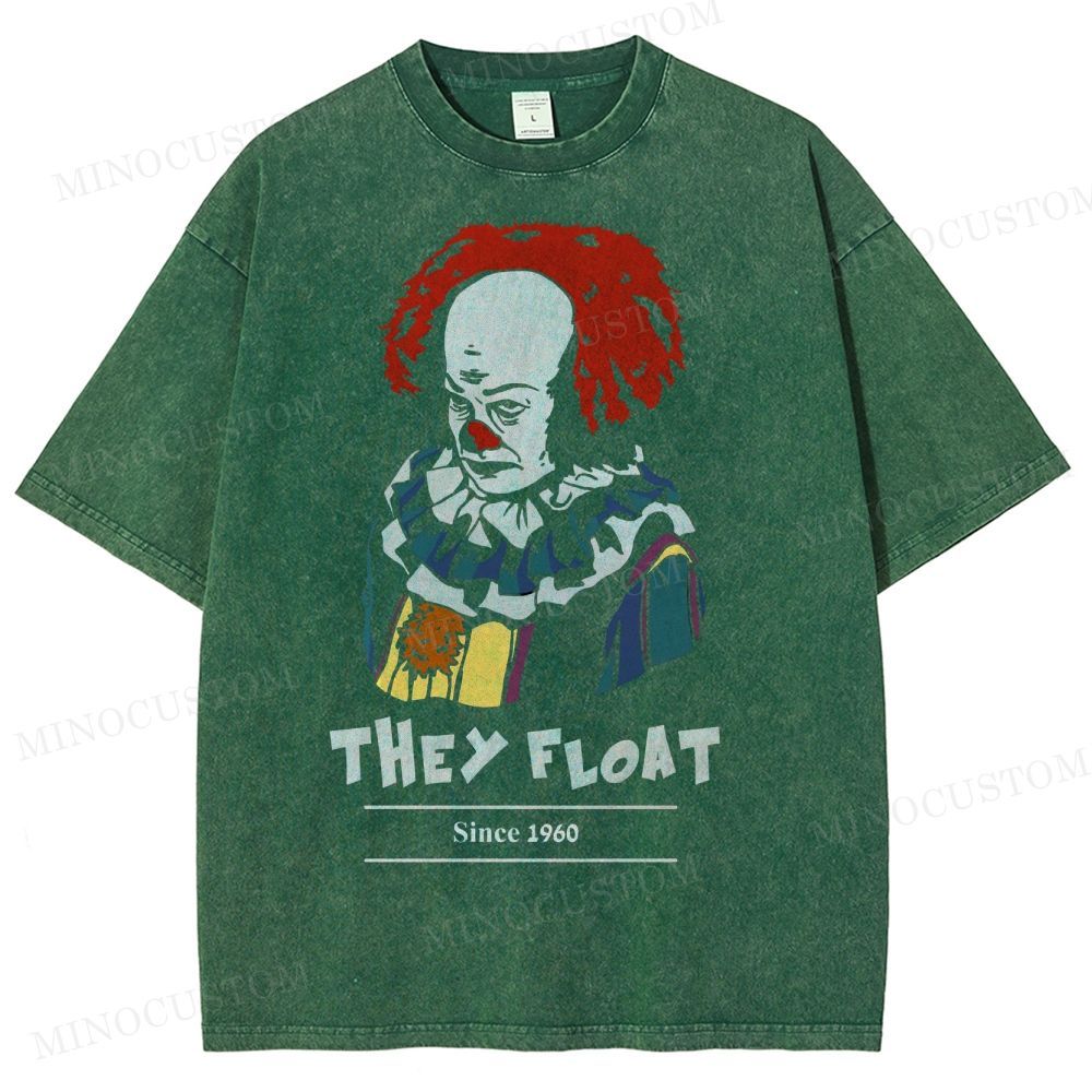 Gothic Clown Horror Washed T-Shirt 
