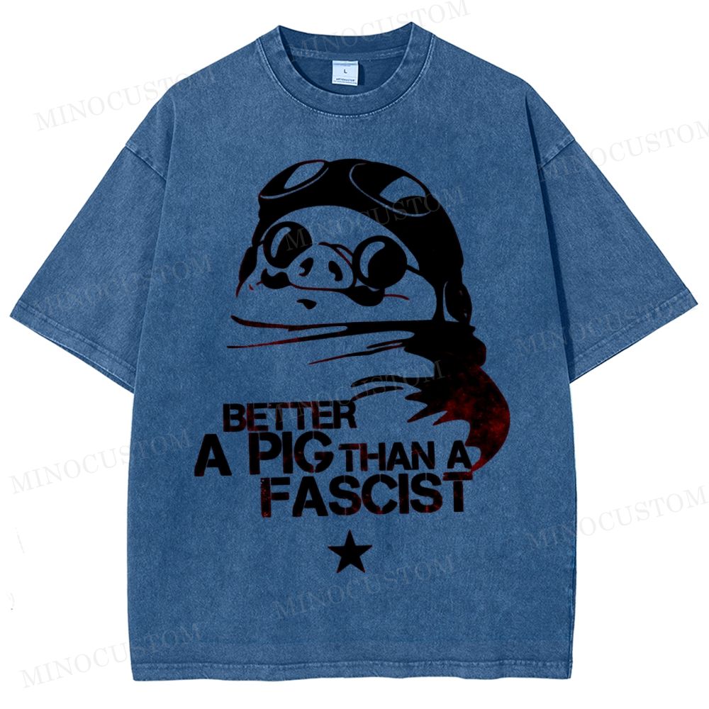 Aviator Pig Parody Washed T-Shirt 