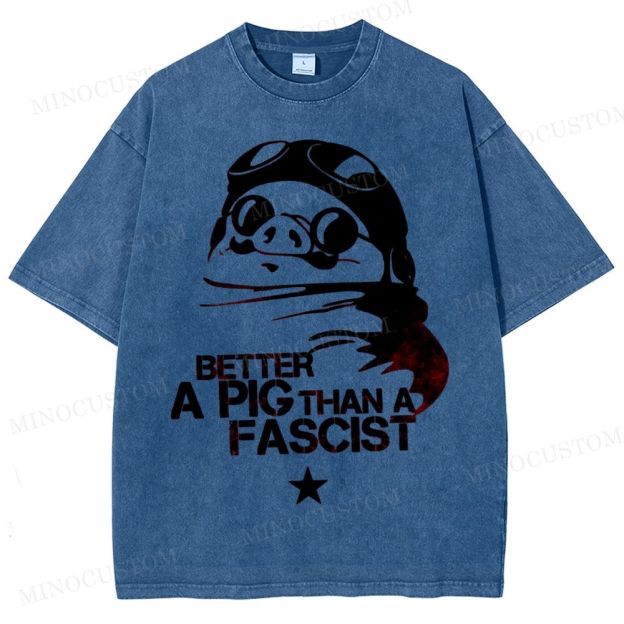 Aviator Pig Parody Washed T-Shirt 