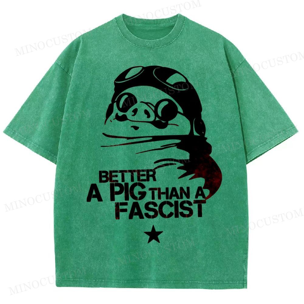 Aviator Pig Parody Washed T-Shirt 