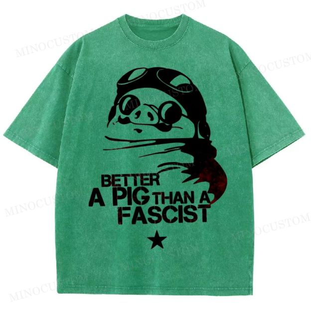 Aviator Pig Parody Washed T-Shirt 