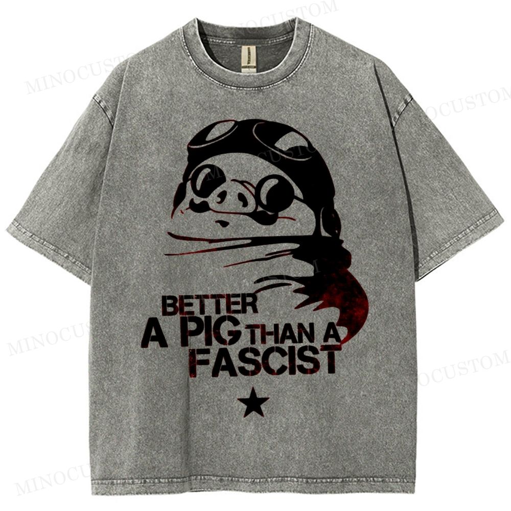 Aviator Pig Parody Washed T-Shirt 