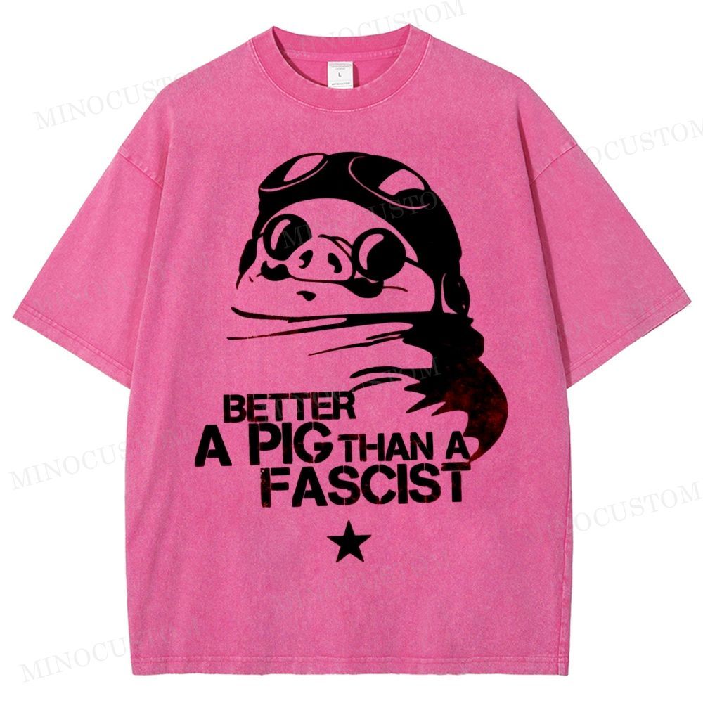 Aviator Pig Parody Washed T-Shirt 