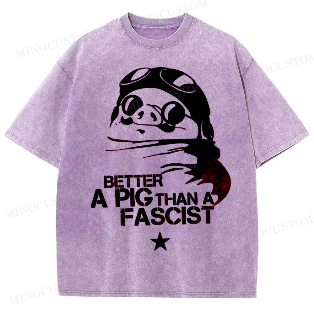 Aviator Pig Parody Washed T-Shirt 