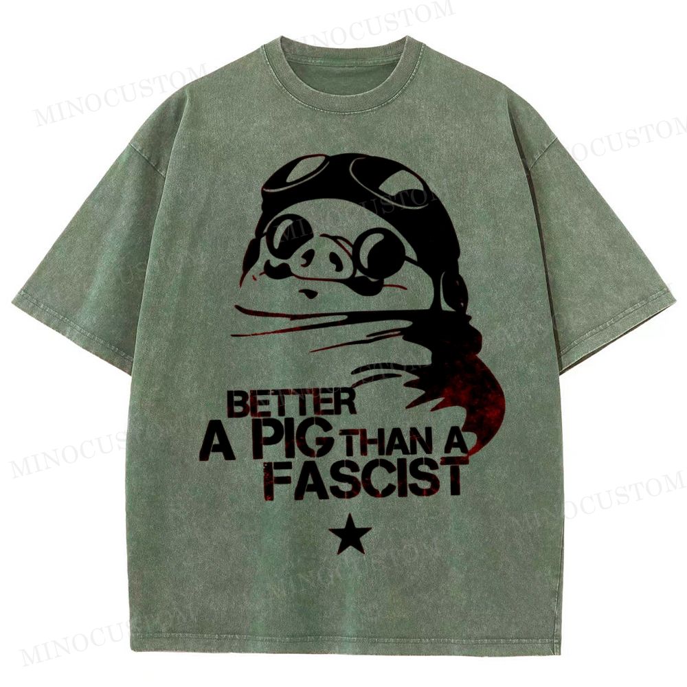Aviator Pig Parody Washed T-Shirt 