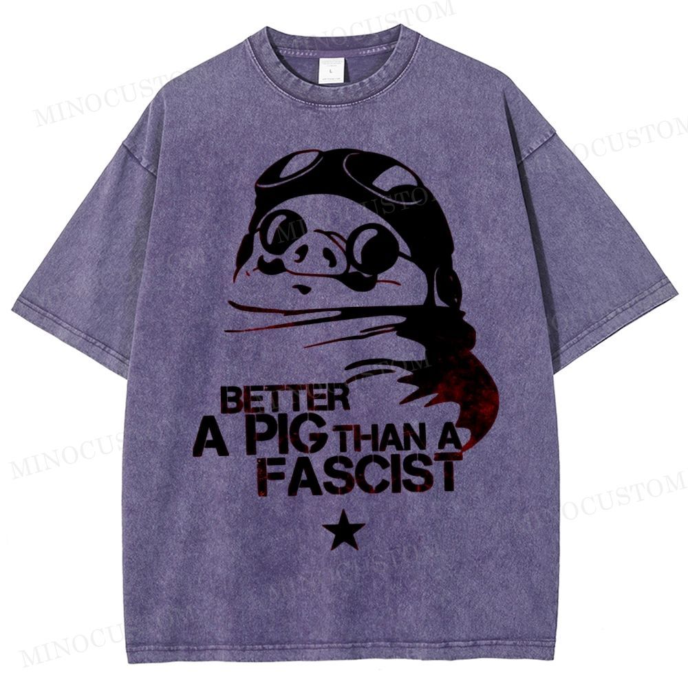 Aviator Pig Parody Washed T-Shirt 