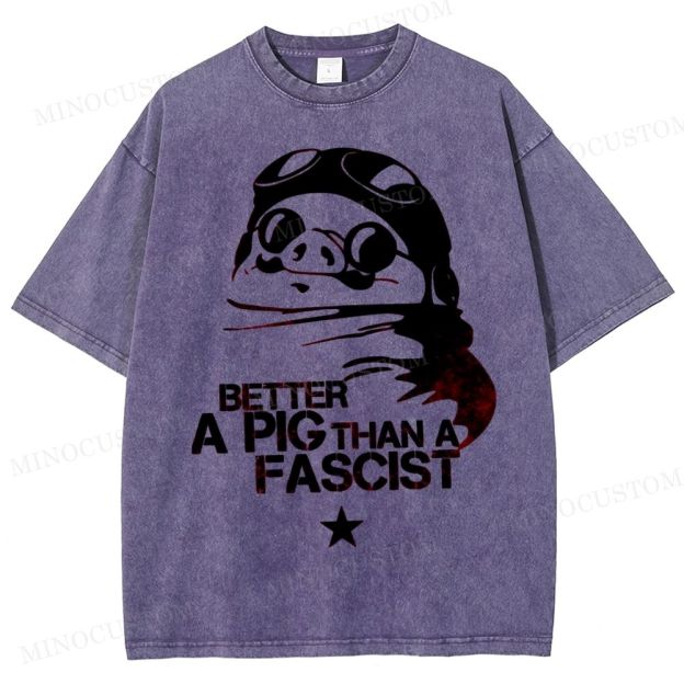 Aviator Pig Parody Washed T-Shirt 