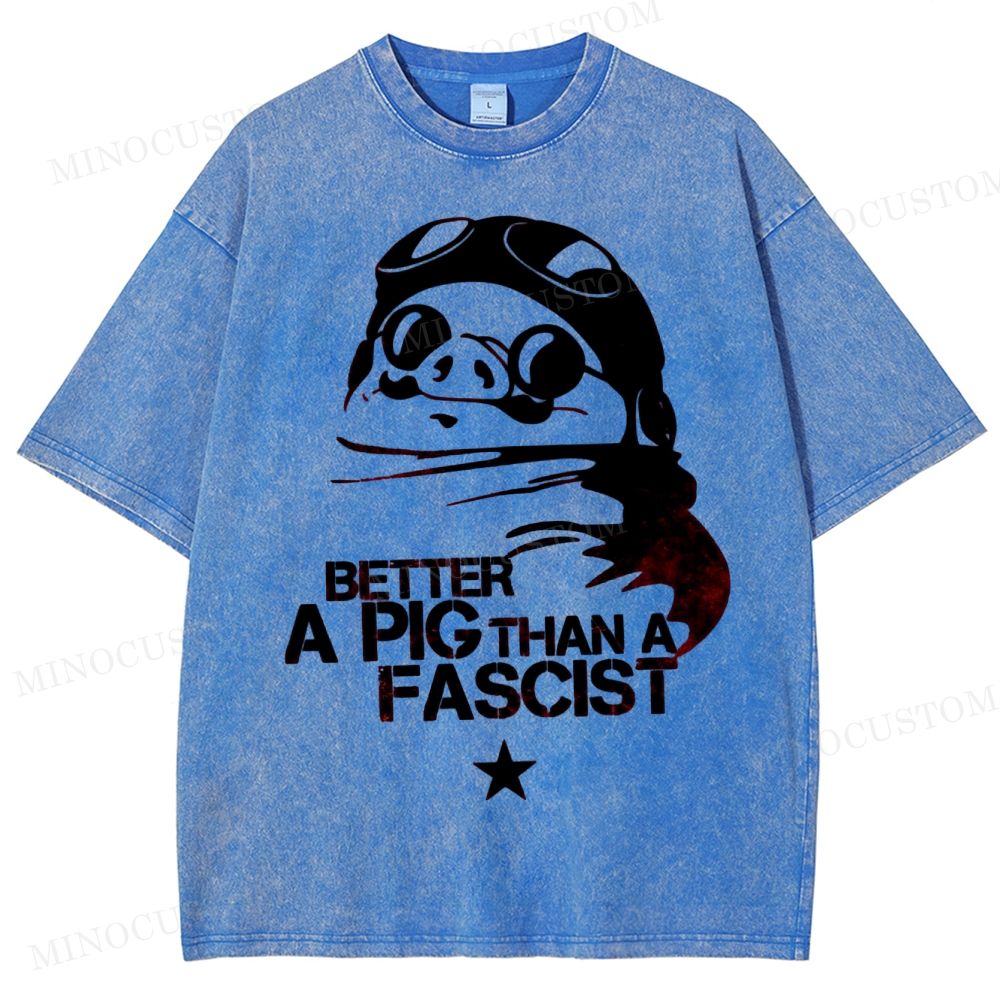 Aviator Pig Parody Washed T-Shirt 