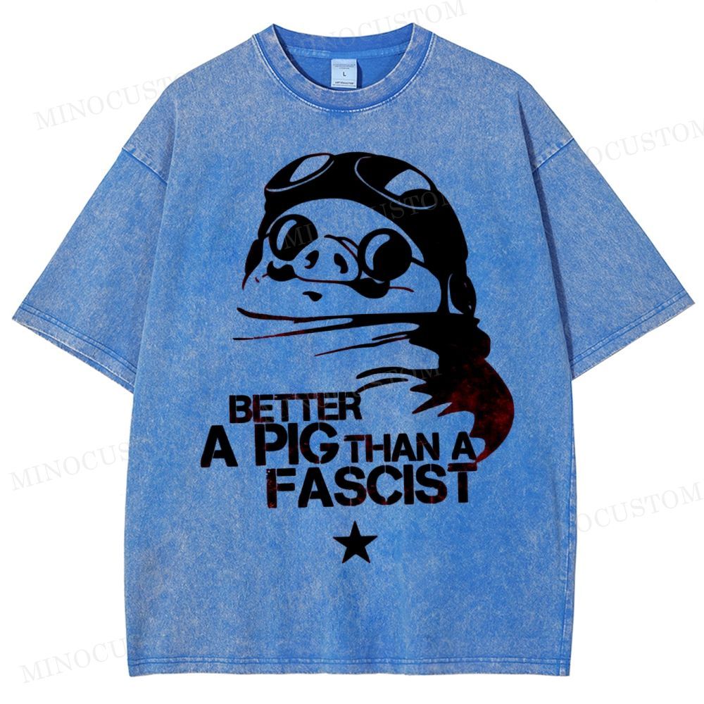 Aviator Pig Parody Washed T-Shirt 