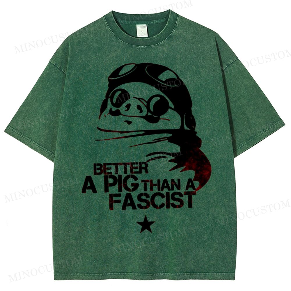 Aviator Pig Parody Washed T-Shirt 