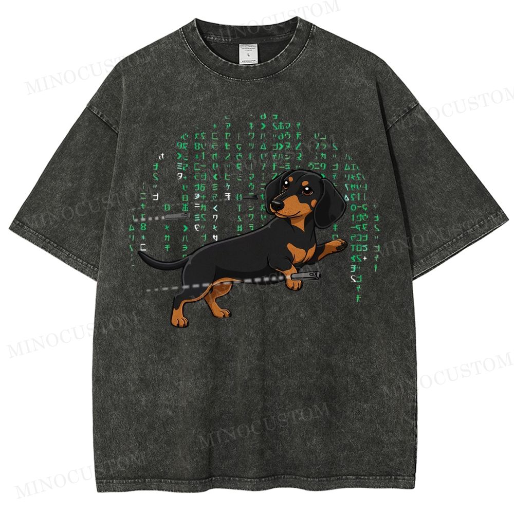 Matrix  Dachshund Washed T-Shirt 