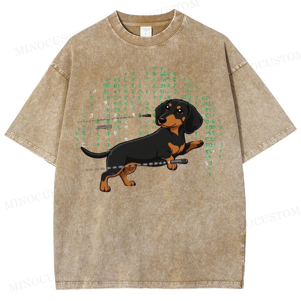 Matrix  Dachshund Washed T-Shirt 