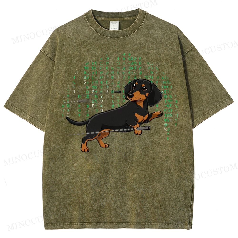 Matrix  Dachshund Washed T-Shirt 