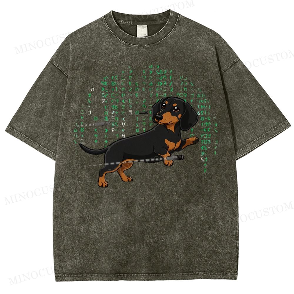 Matrix  Dachshund Washed T-Shirt 