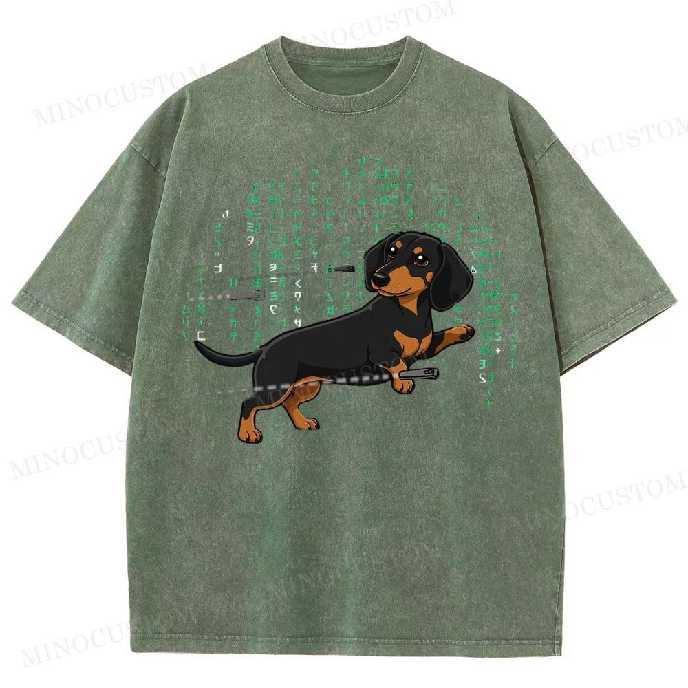 Matrix  Dachshund Washed T-Shirt 