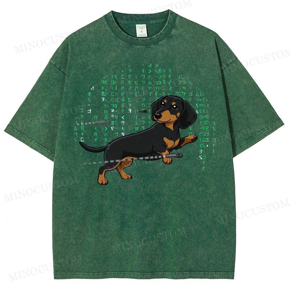 Matrix  Dachshund Washed T-Shirt 