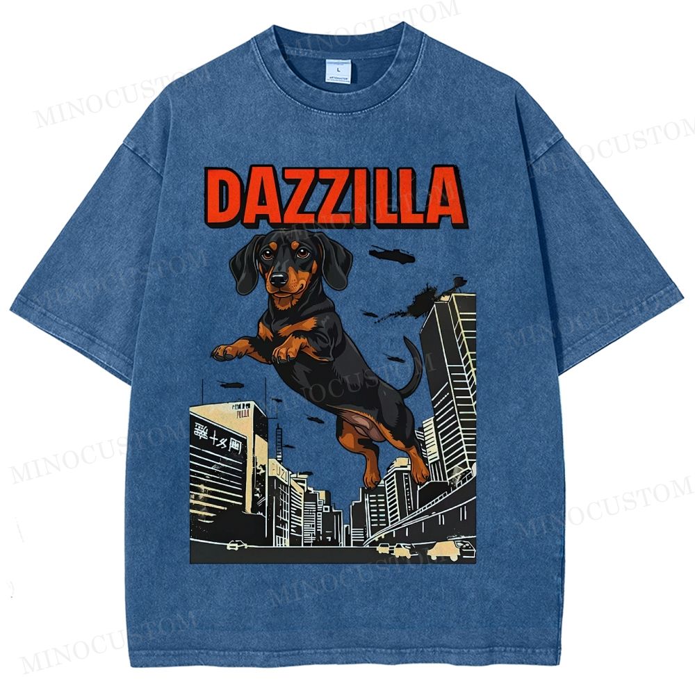 Dazzilla Dachshund  Washed T-Shirt 