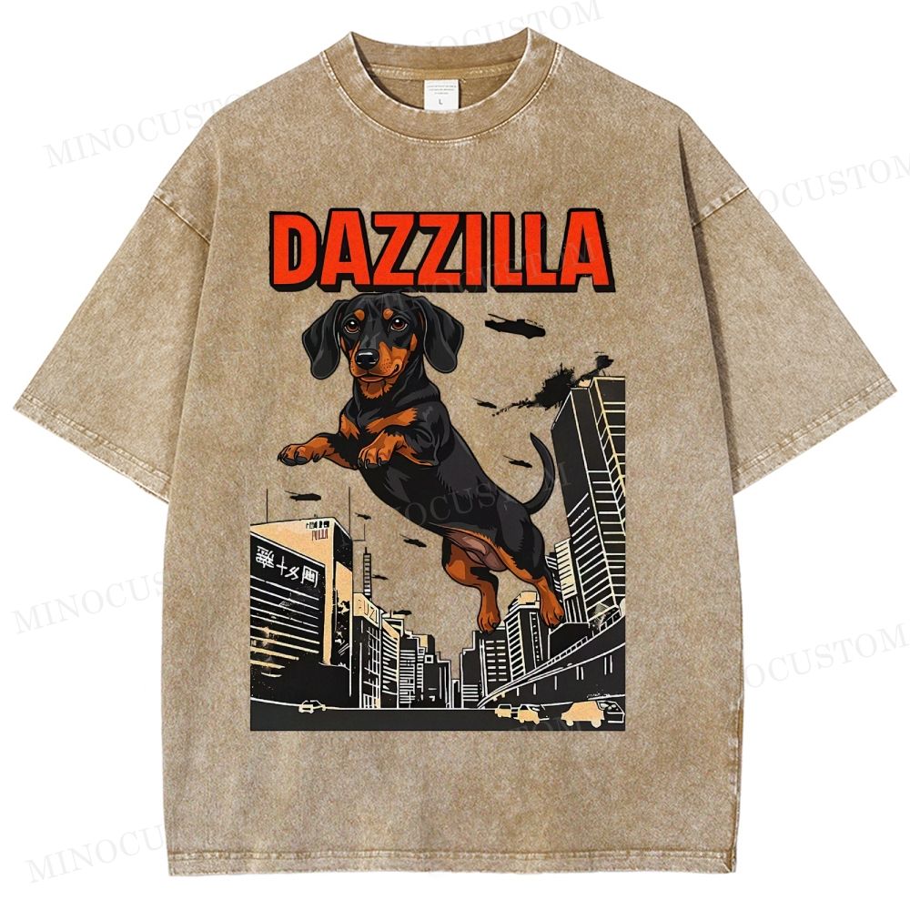 Dazzilla Dachshund  Washed T-Shirt 