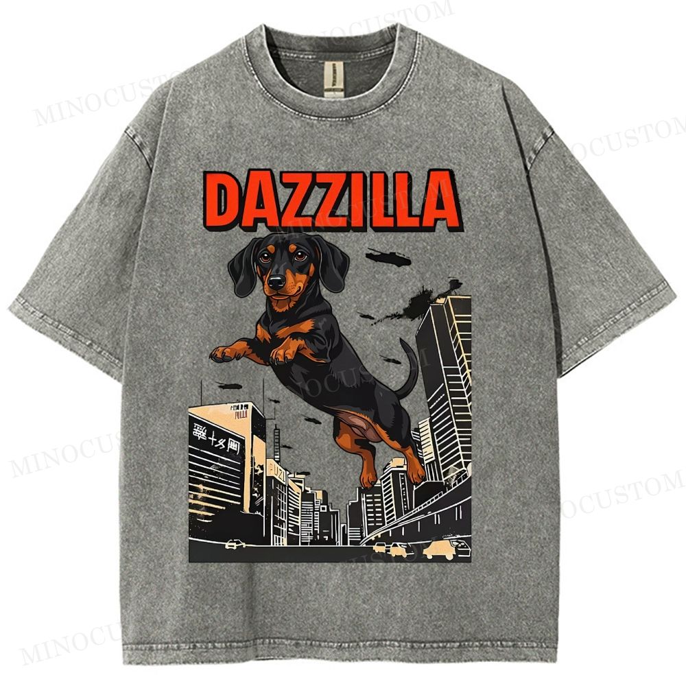 Dazzilla Dachshund  Washed T-Shirt 