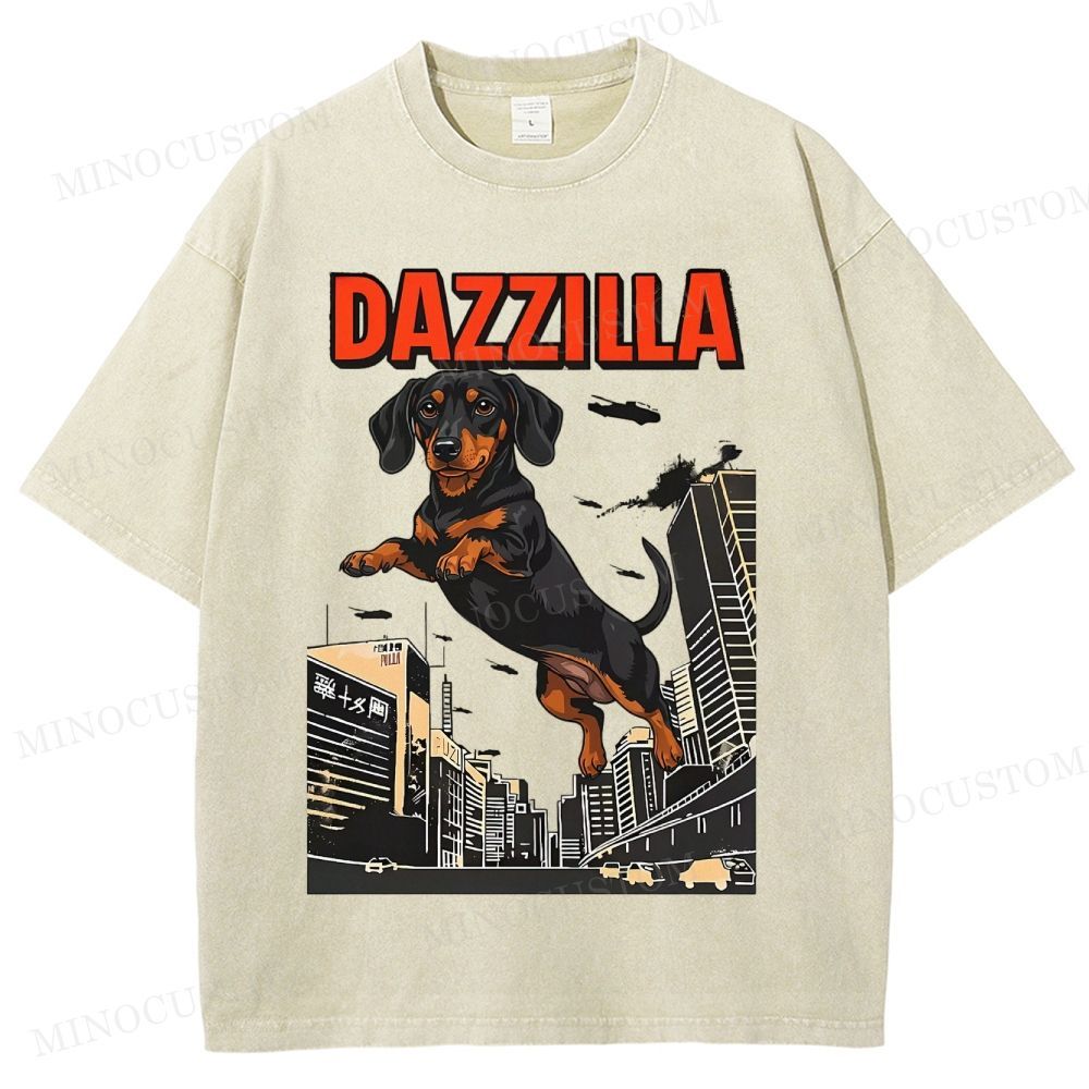 Dazzilla Dachshund  Washed T-Shirt 