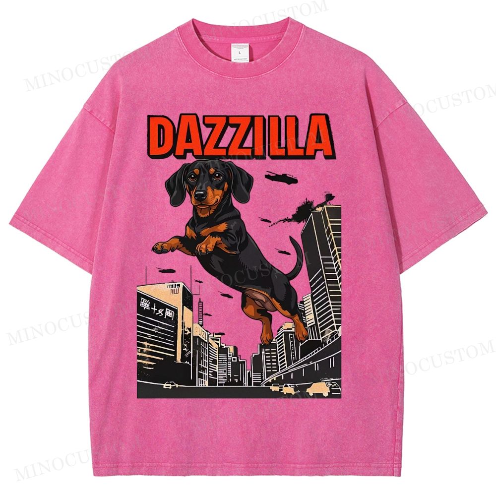 Dazzilla Dachshund  Washed T-Shirt 