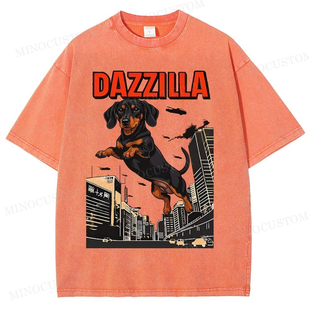 Dazzilla Dachshund  Washed T-Shirt 