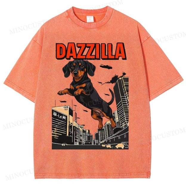 Dazzilla Dachshund  Washed T-Shirt 