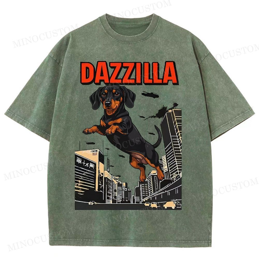 Dazzilla Dachshund  Washed T-Shirt 