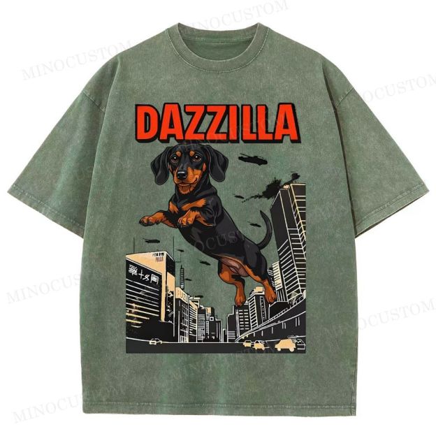 Dazzilla Dachshund  Washed T-Shirt 