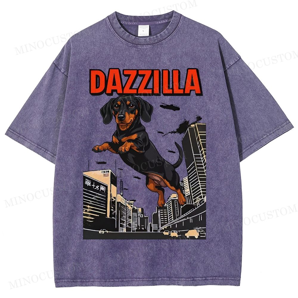 Dazzilla Dachshund  Washed T-Shirt 