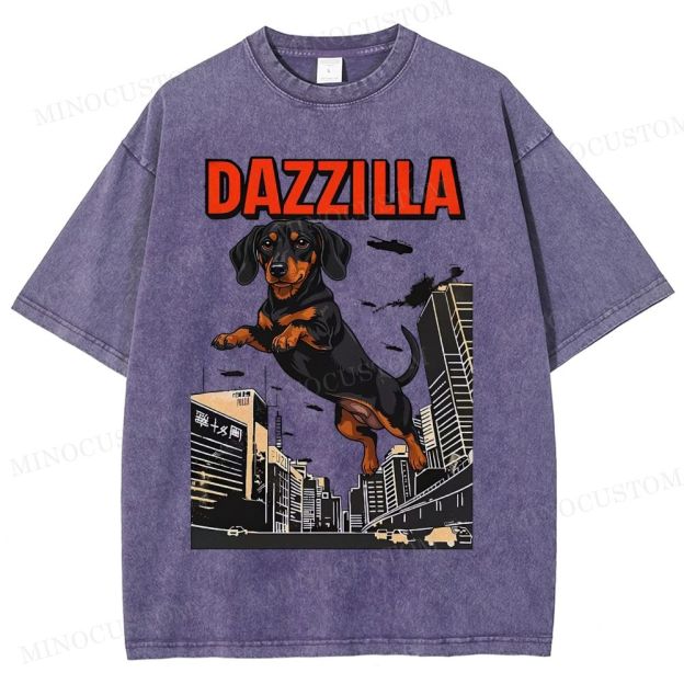 Dazzilla Dachshund  Washed T-Shirt 