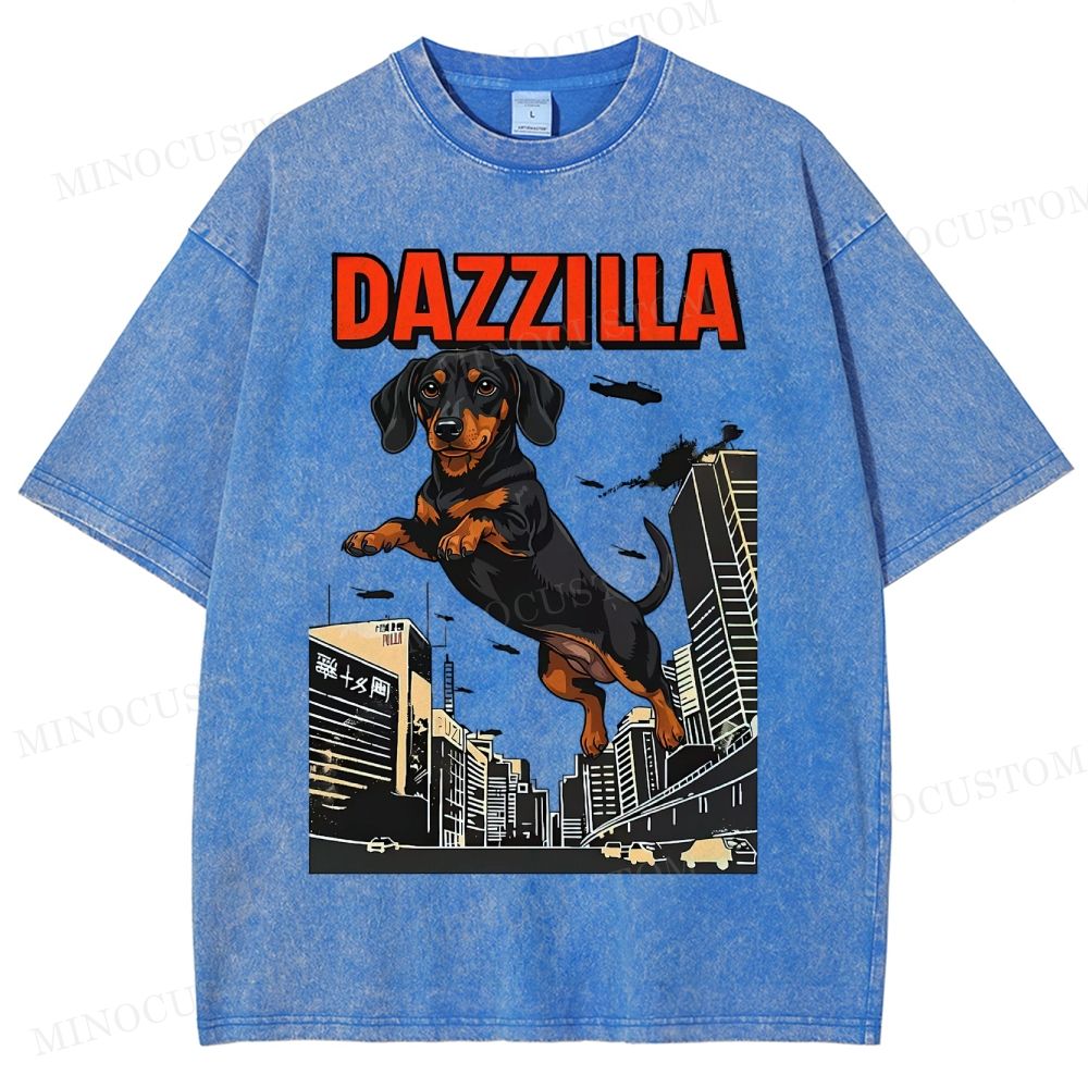 Dazzilla Dachshund  Washed T-Shirt 