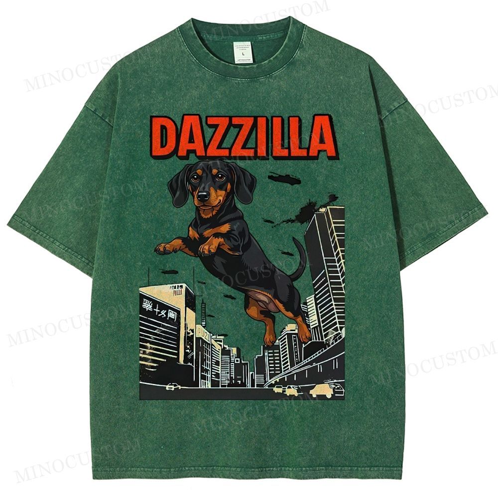 Dazzilla Dachshund  Washed T-Shirt 