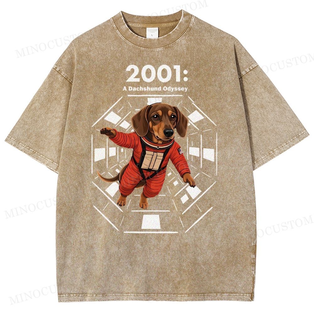 2001: A Dachshund Odyssey Washed T-Shirt 