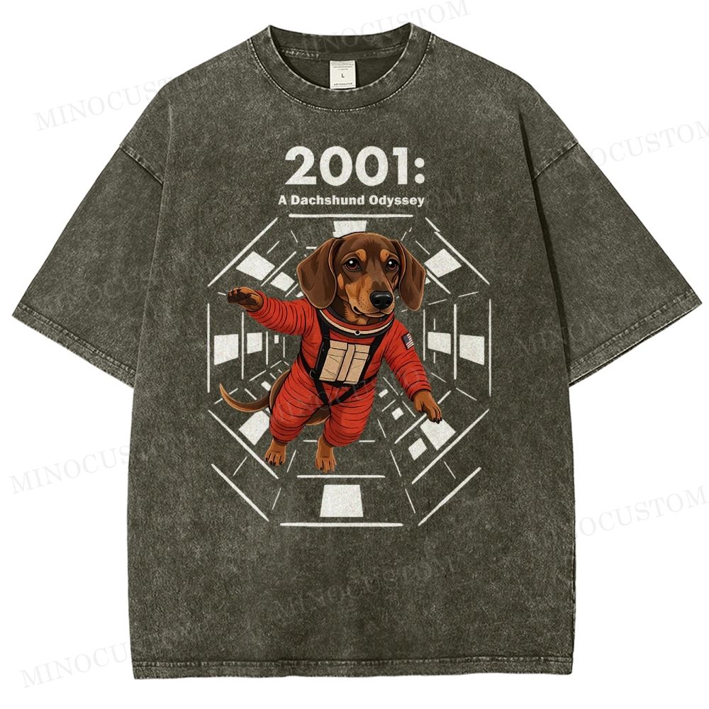 2001: A Dachshund Odyssey Washed T-Shirt 