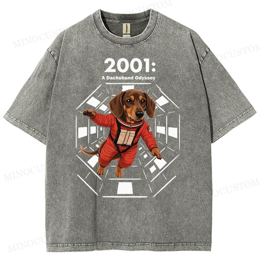 2001: A Dachshund Odyssey Washed T-Shirt 