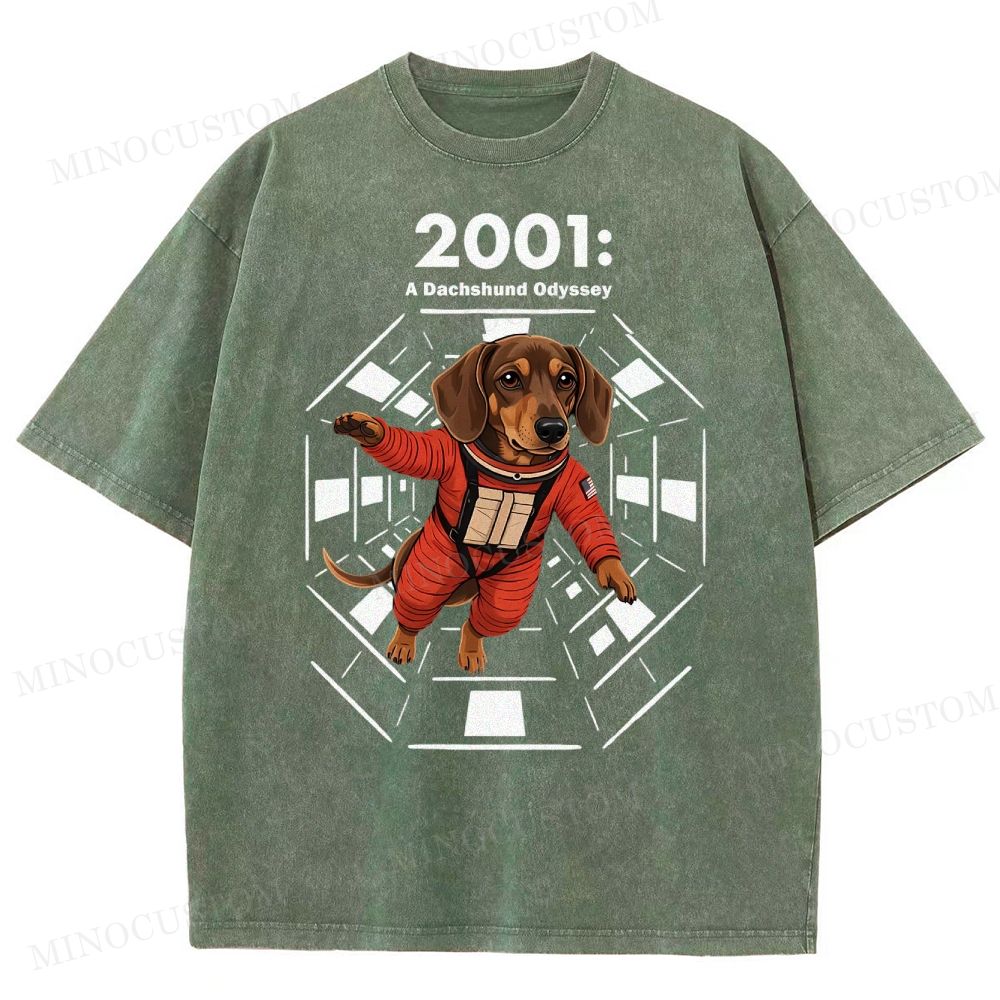 2001: A Dachshund Odyssey Washed T-Shirt 