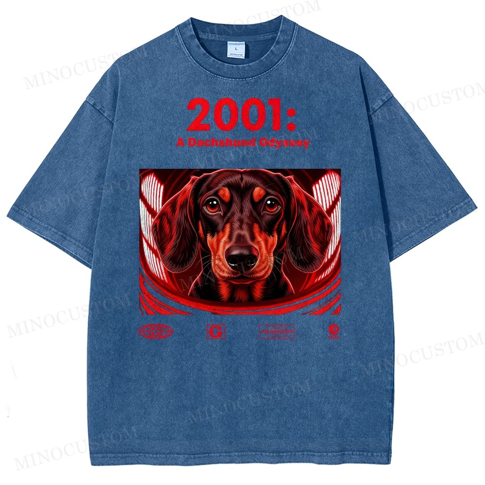 2001: A Dachshund Odyssey Washed T-Shirt