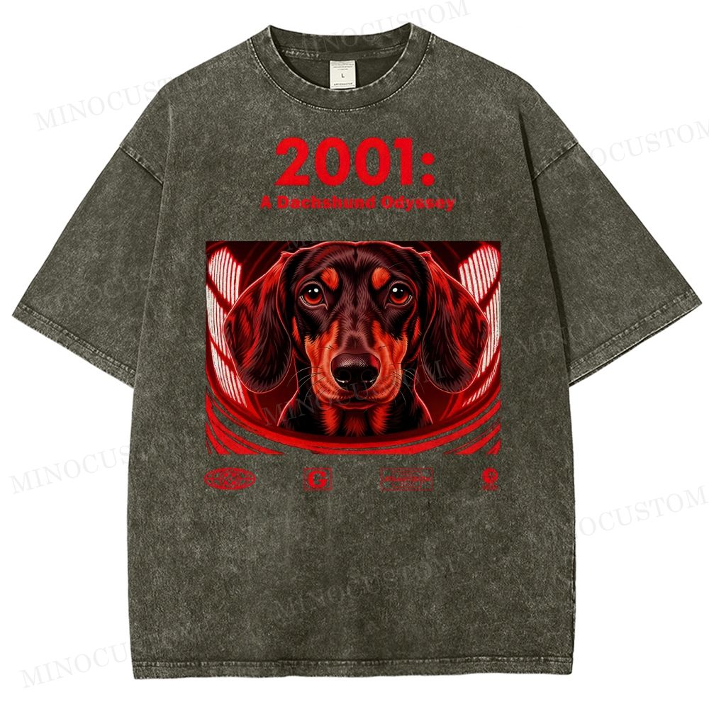 2001: A Dachshund Odyssey Washed T-Shirt