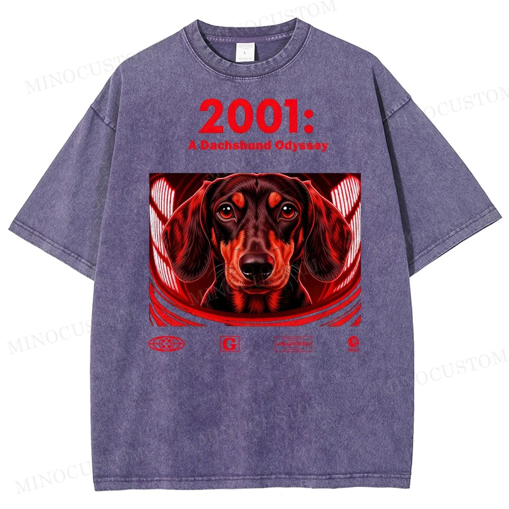 2001: A Dachshund Odyssey Washed T-Shirt