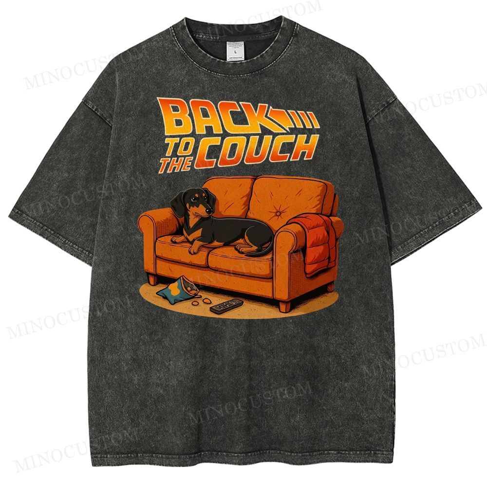 Dachshund Back To The Couch Washed T-Shirt
