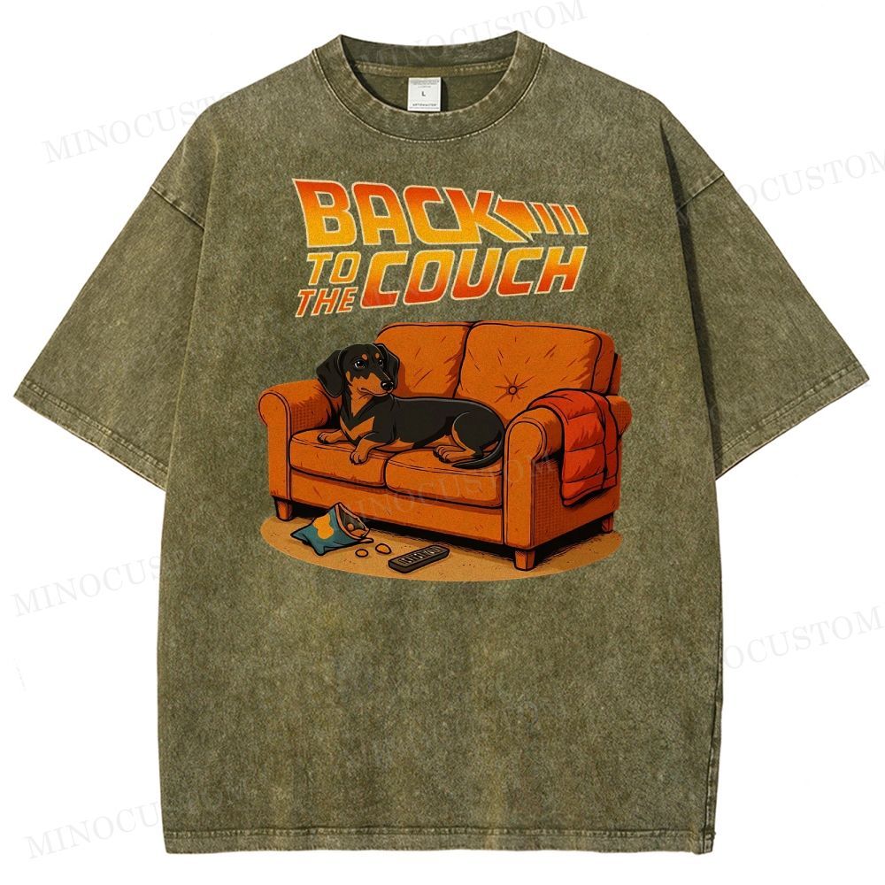 Dachshund Back To The Couch Washed T-Shirt 