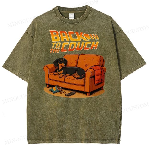Dachshund Back To The Couch Washed T-Shirt 