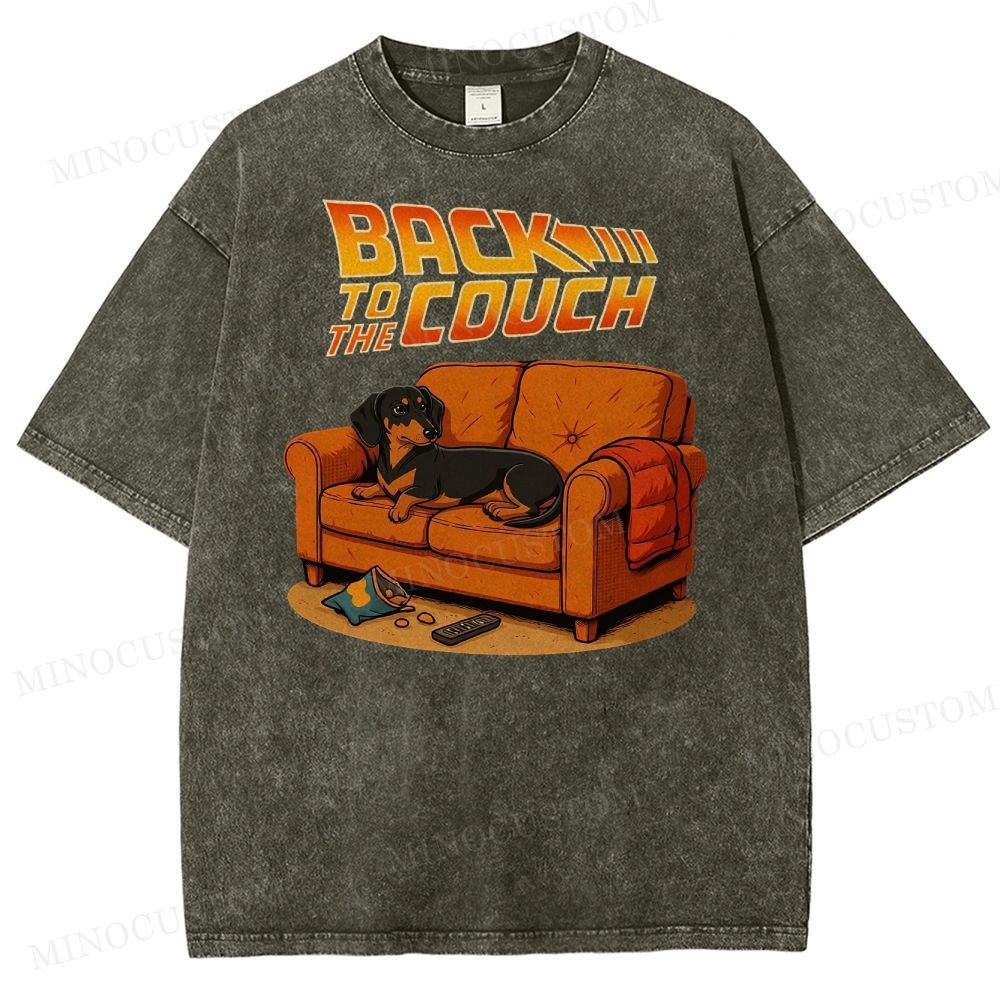 Dachshund Back To The Couch Washed T-Shirt 