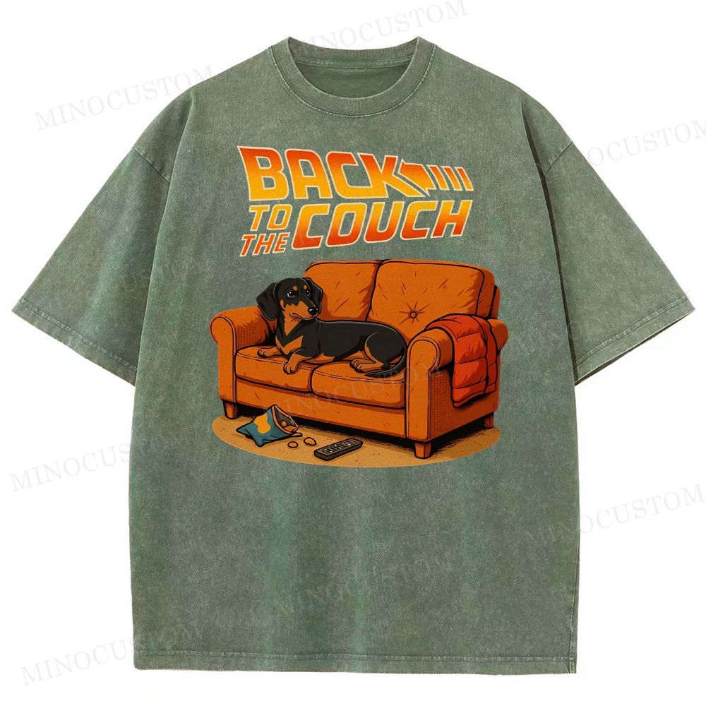 Dachshund Back To The Couch Washed T-Shirt 