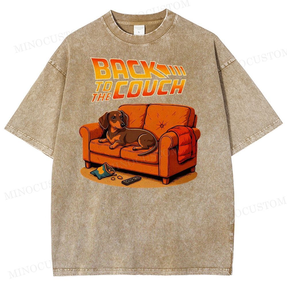 Dachshund Back To The Couch Washed T-Shirt 