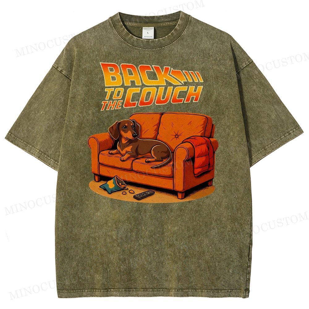 Dachshund Back To The Couch Washed T-Shirt 