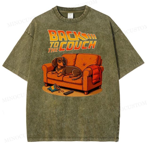 Dachshund Back To The Couch Washed T-Shirt 