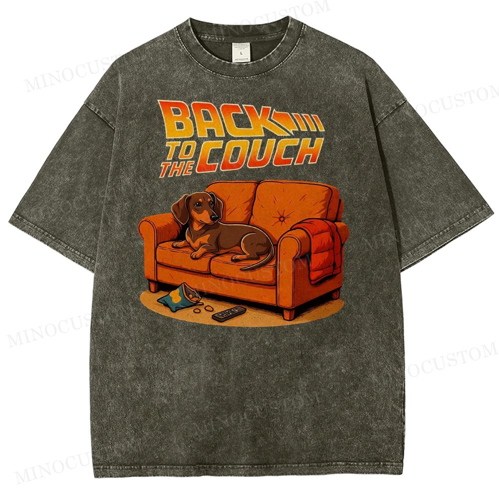 Dachshund Back To The Couch Washed T-Shirt 