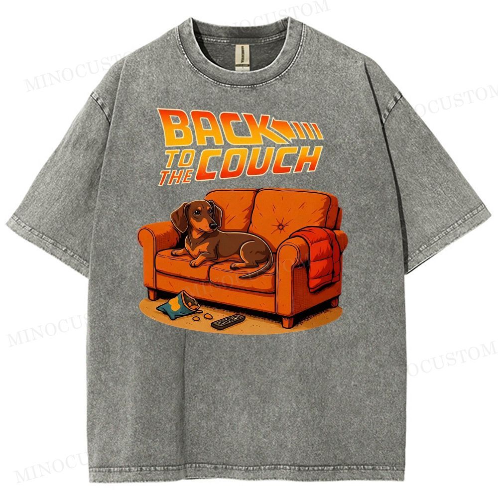 Dachshund Back To The Couch Washed T-Shirt